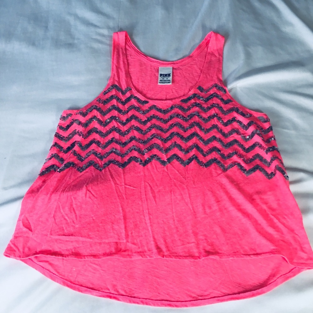 PINK‎ by Victoria’s Secrets Hot Pink Barbiecore Tank Sequins Top Size XS